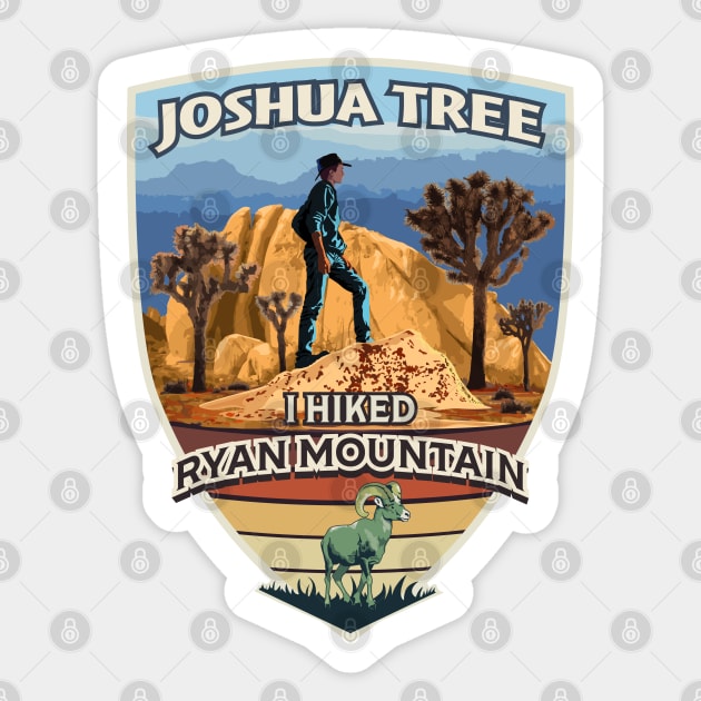 I Hiked Ryan Mountain Joshua Tree National Park California Sticker by SuburbanCowboy